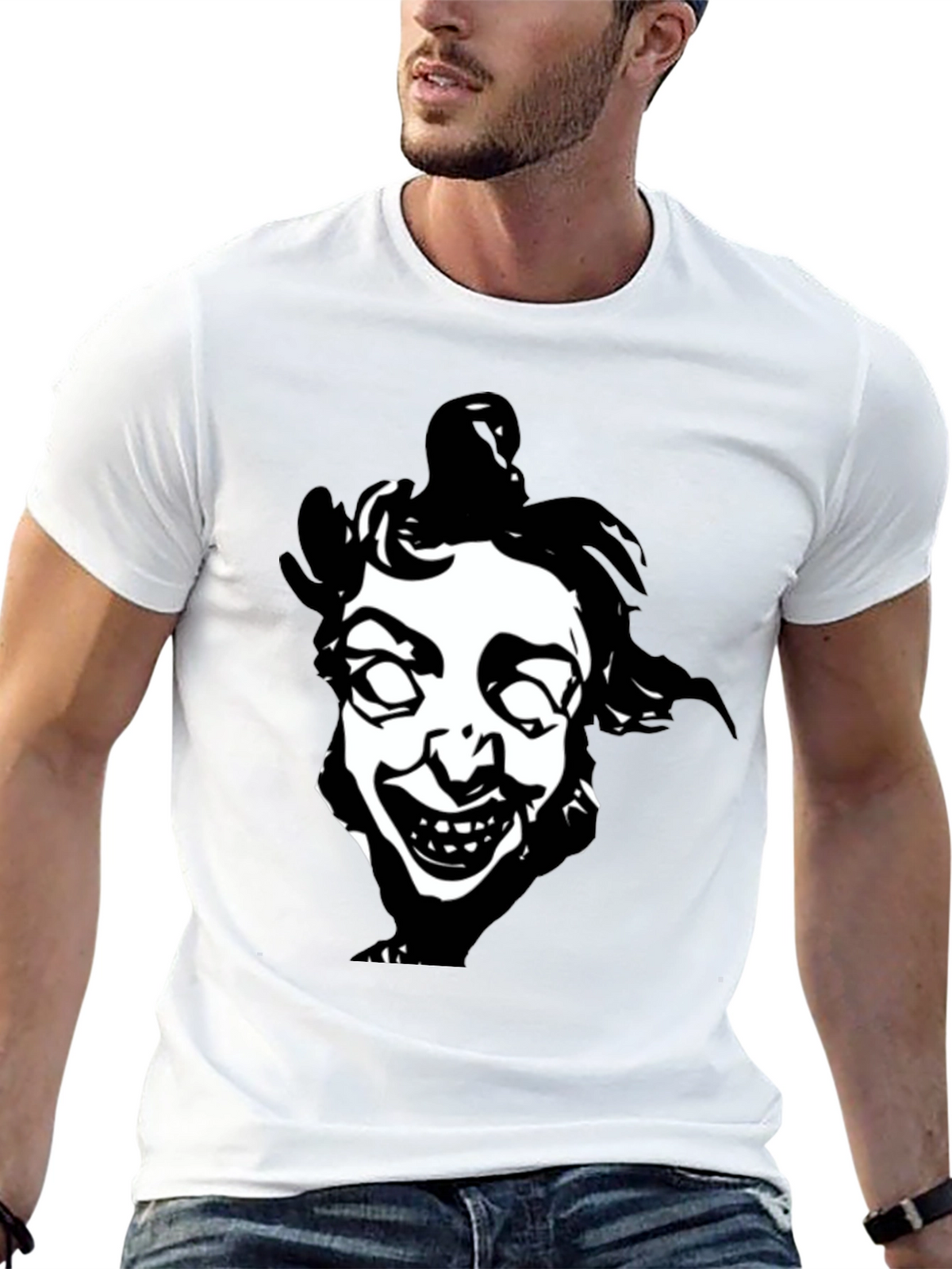 Creepy Clown Face Graphic Black T-Shirt
