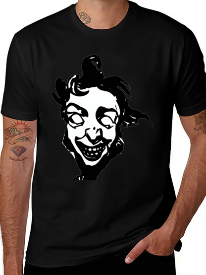 Creepy Clown Face Graphic Black T-Shirt