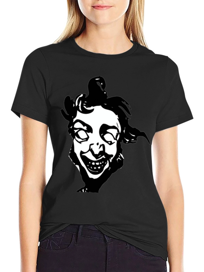 Creepy Clown Face Graphic Black T-Shirt