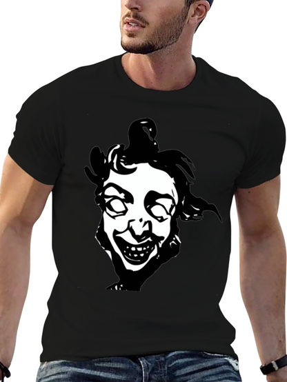 Creepy Clown Face Graphic Black T-Shirt