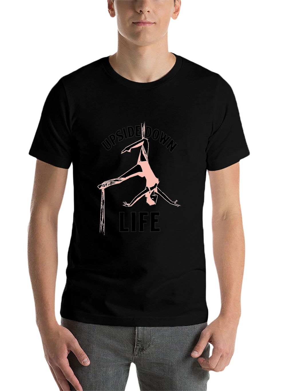 Upside Down Life Black Graphic T-Shirt