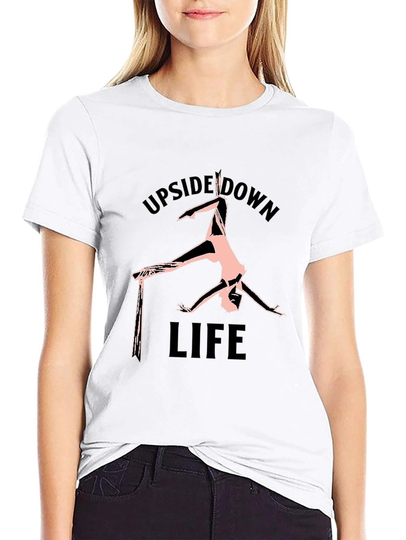 Upside Down Life Black Graphic T-Shirt