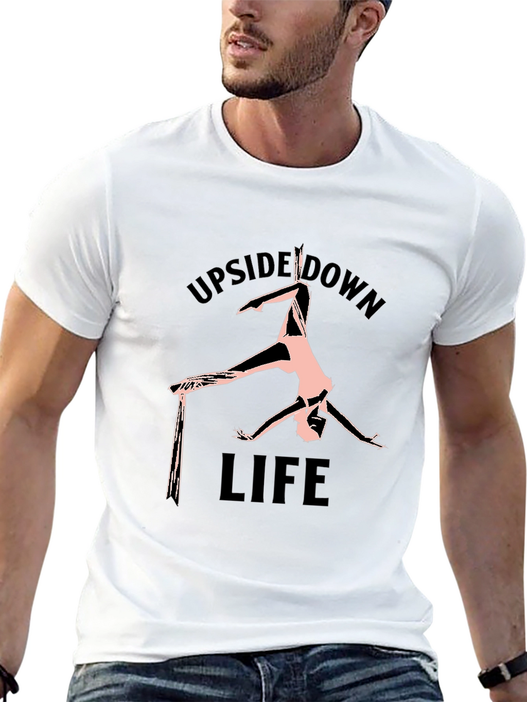 Upside Down Life Black Graphic T-Shirt