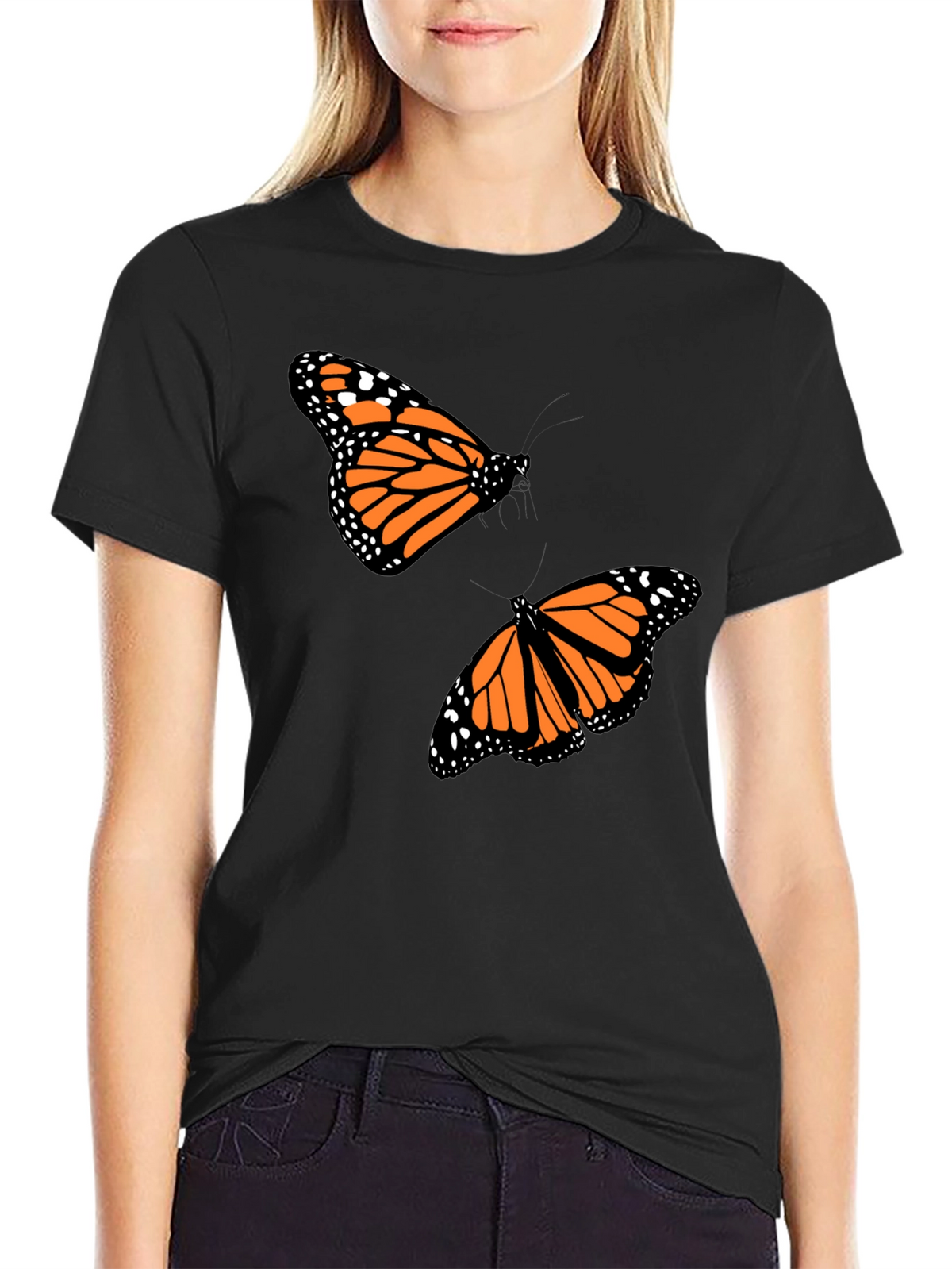 Butterfly Print Crew Neck T-Shirt