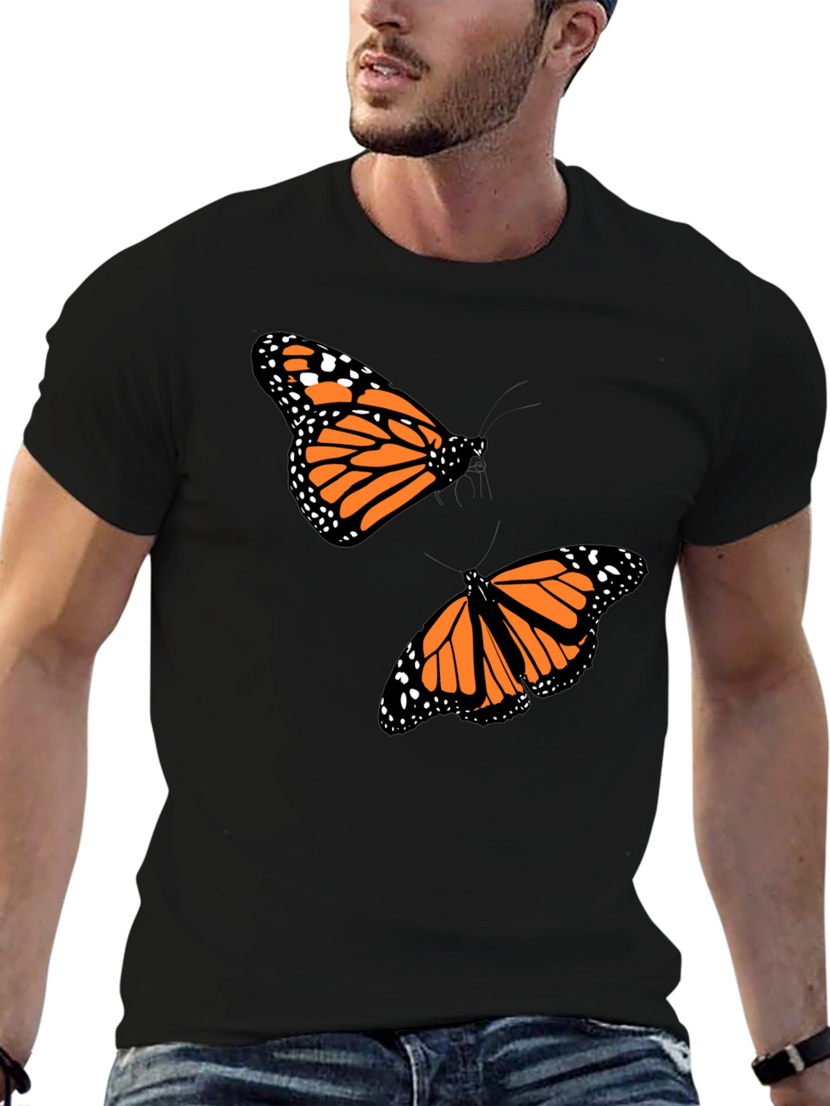 Butterfly Print Crew Neck T-Shirt