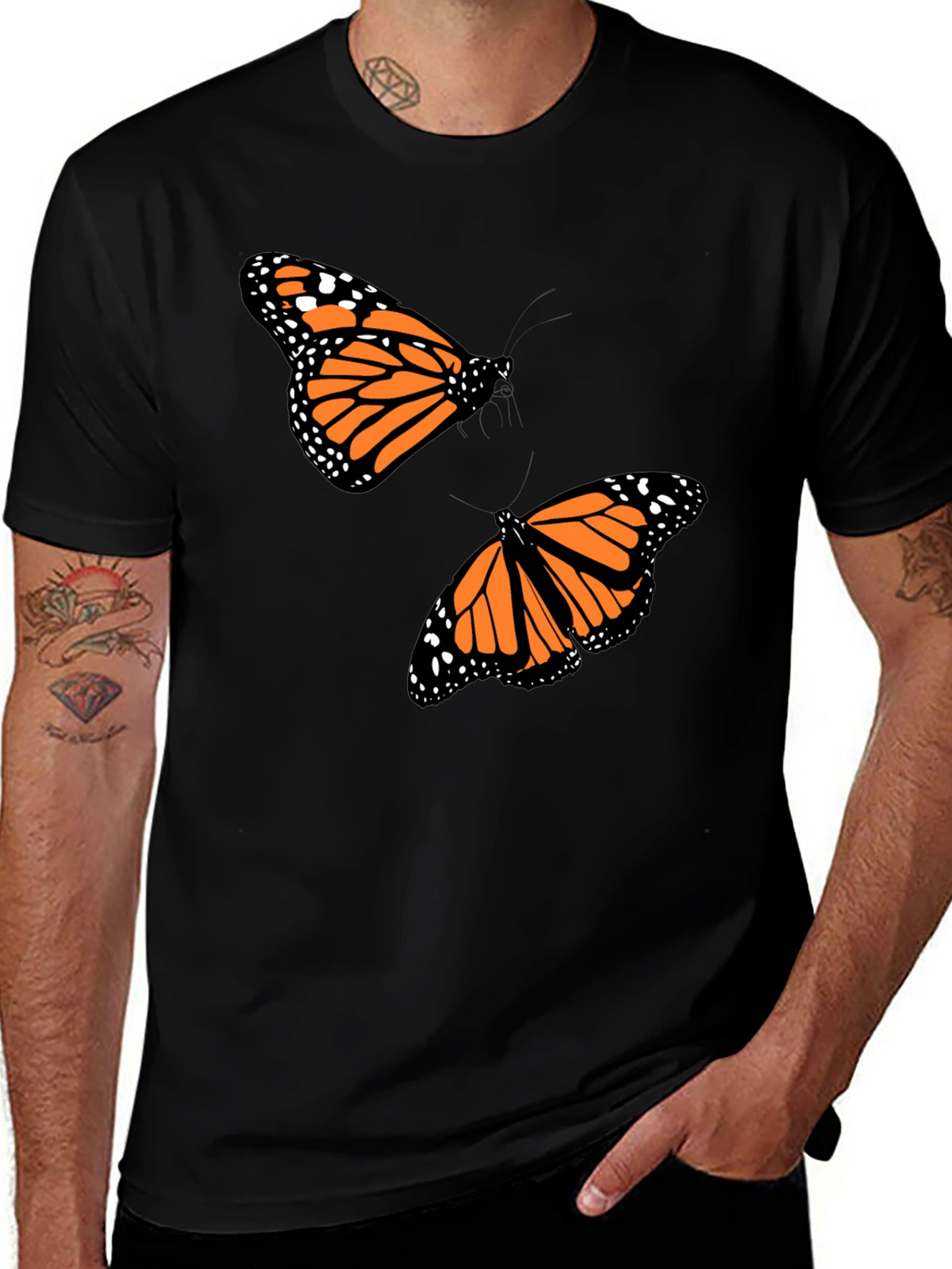 Butterfly Print Crew Neck T-Shirt