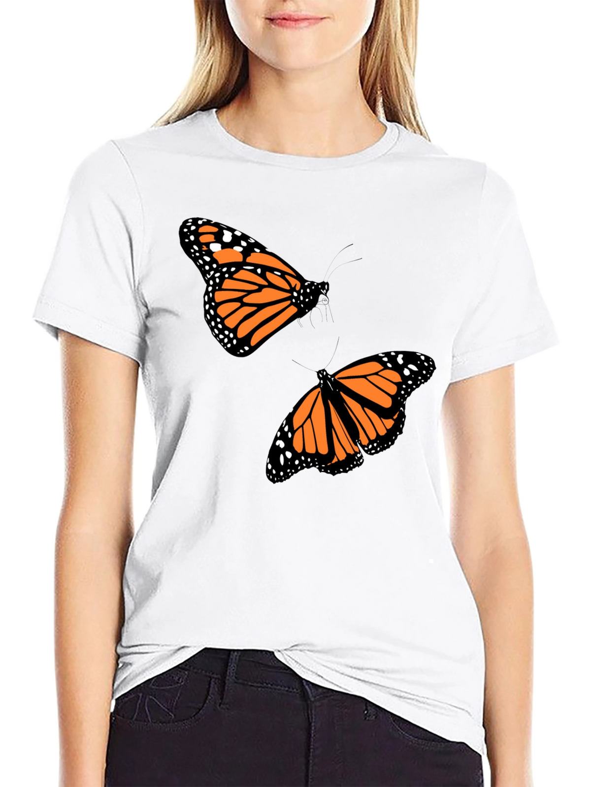 Butterfly Print Crew Neck T-Shirt