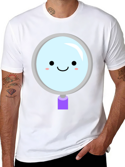 Cute Magnifying Glass Graphic Tee - Unisex Black T-Shirt