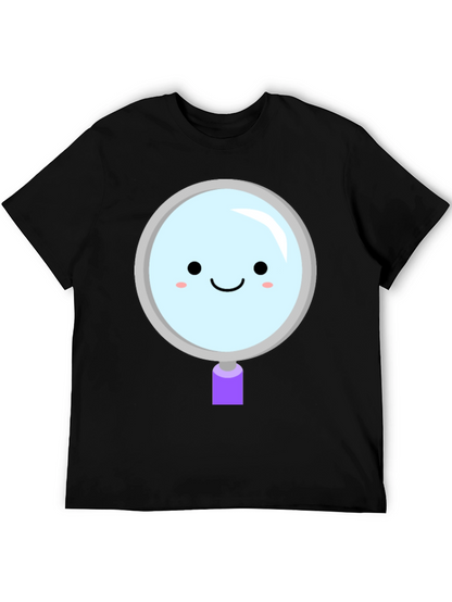 Cute Magnifying Glass Graphic Tee - Unisex Black T-Shirt
