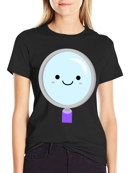 Cute Magnifying Glass Graphic Tee - Unisex Black T-Shirt