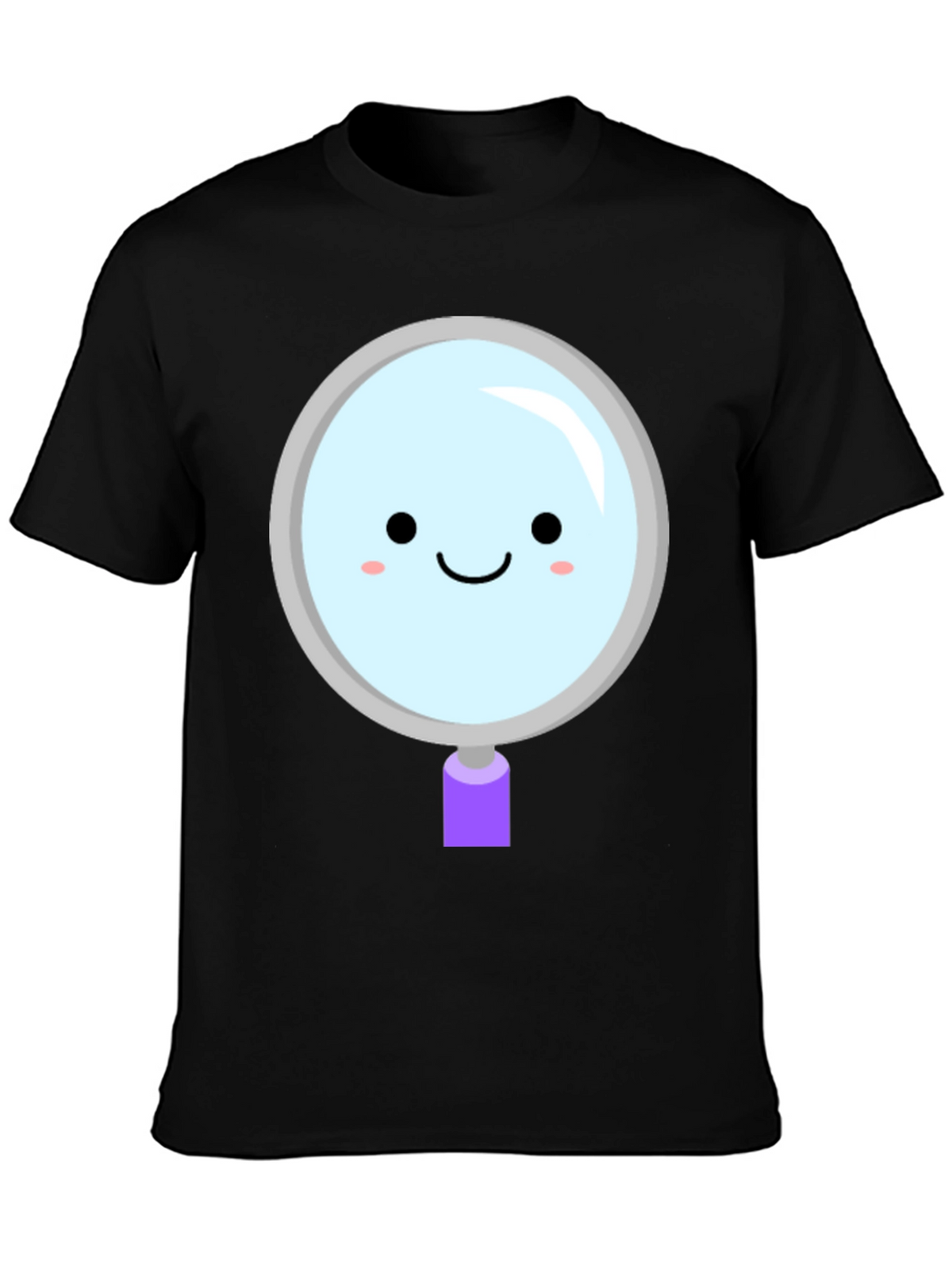 Cute Magnifying Glass Graphic Tee - Unisex Black T-Shirt