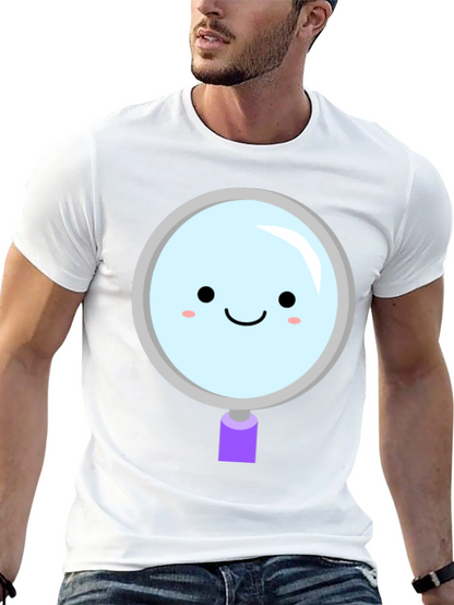 Cute Magnifying Glass Graphic Tee - Unisex Black T-Shirt