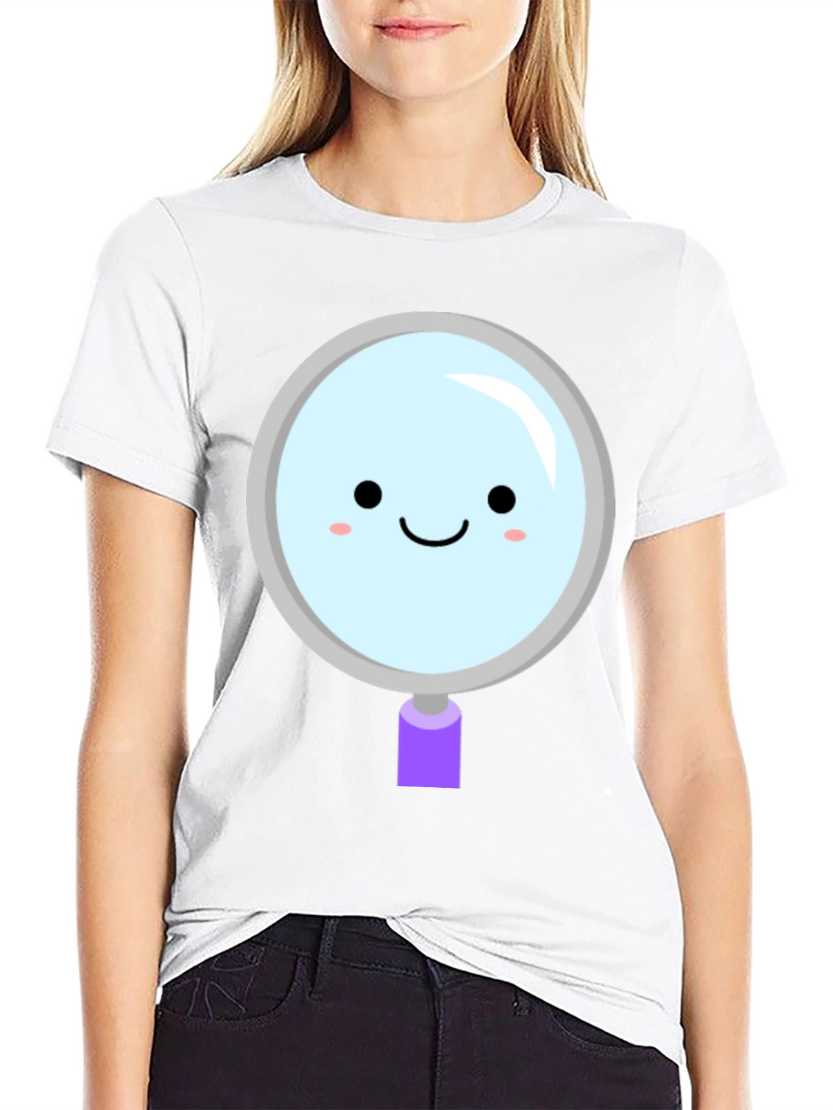 Cute Magnifying Glass Graphic Tee - Unisex Black T-Shirt