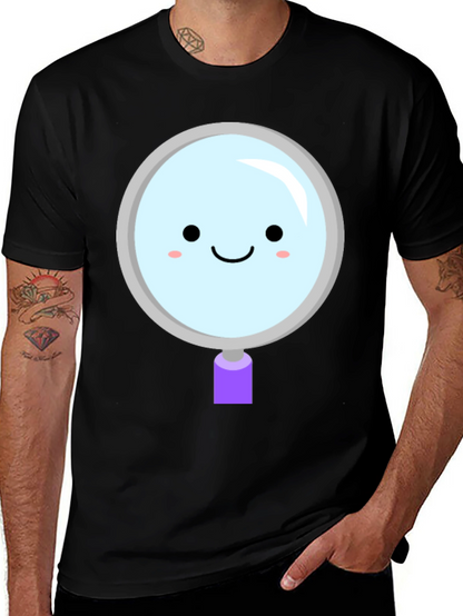 Cute Magnifying Glass Graphic Tee - Unisex Black T-Shirt
