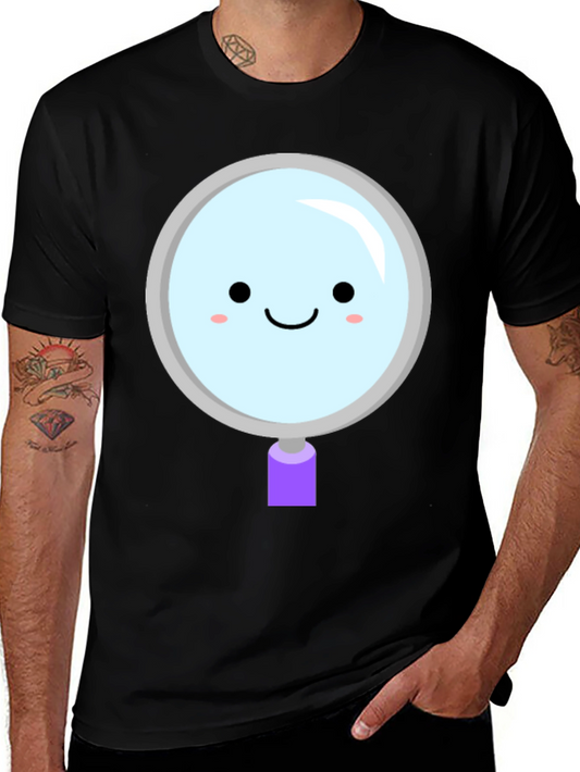 Cute Magnifying Glass Graphic Tee - Unisex Black T-Shirt
