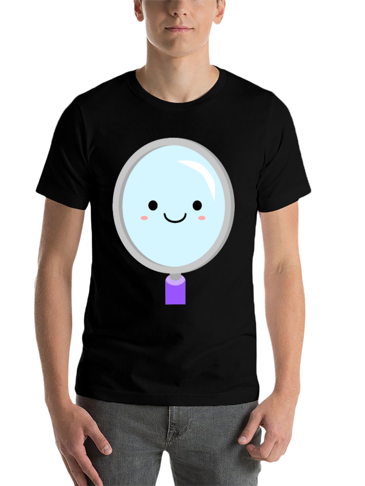 Cute Magnifying Glass Graphic Tee - Unisex Black T-Shirt