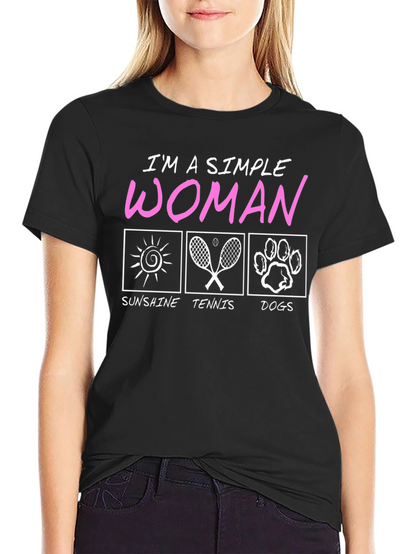 Simple Woman Tennis Sunshine Dogs T-Shirt