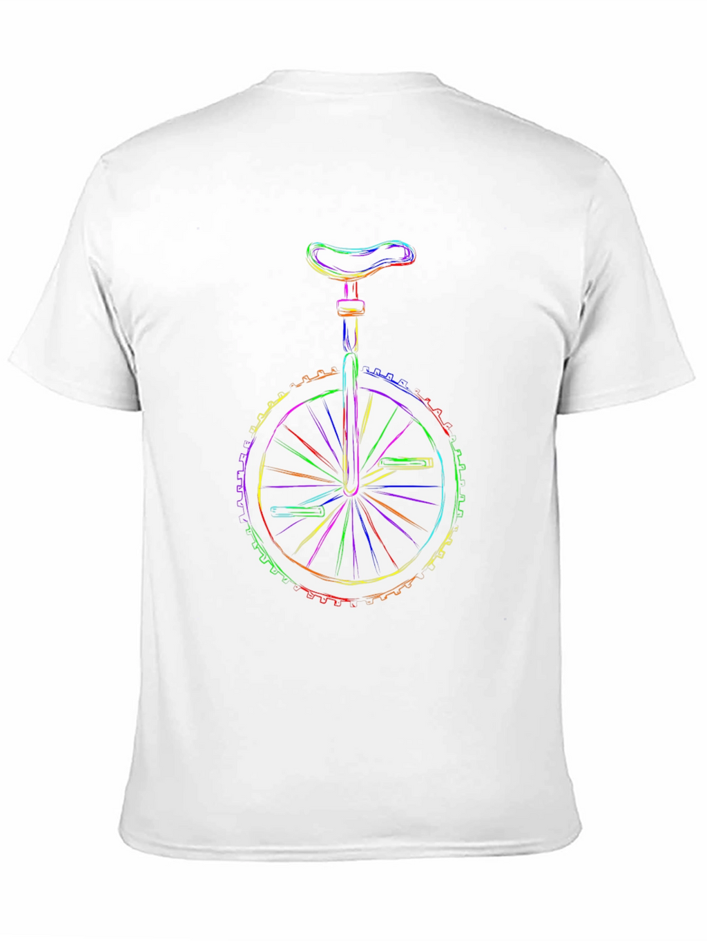 Rainbow Unicycle Graphic Print Black T-Shirt