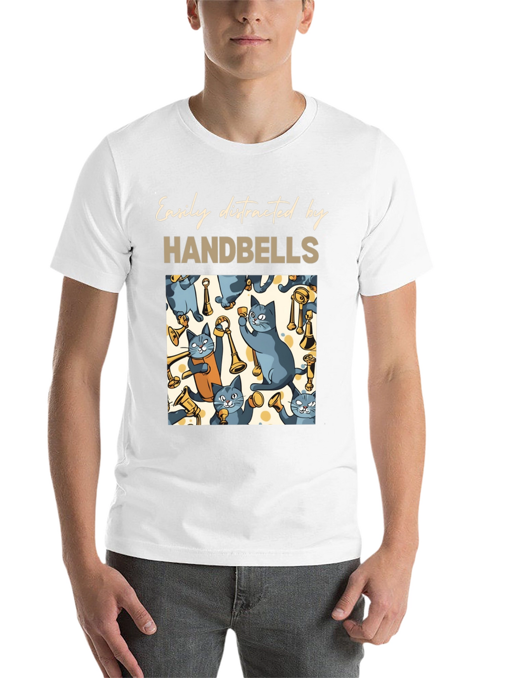 Cat Handbell Lover T-Shirt - Easily Distracted