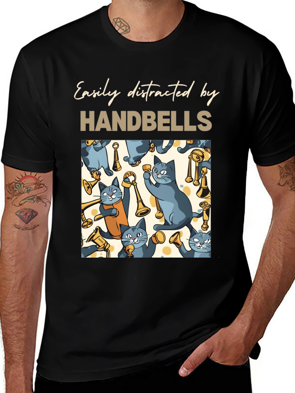 Cat Handbell Lover T-Shirt - Easily Distracted