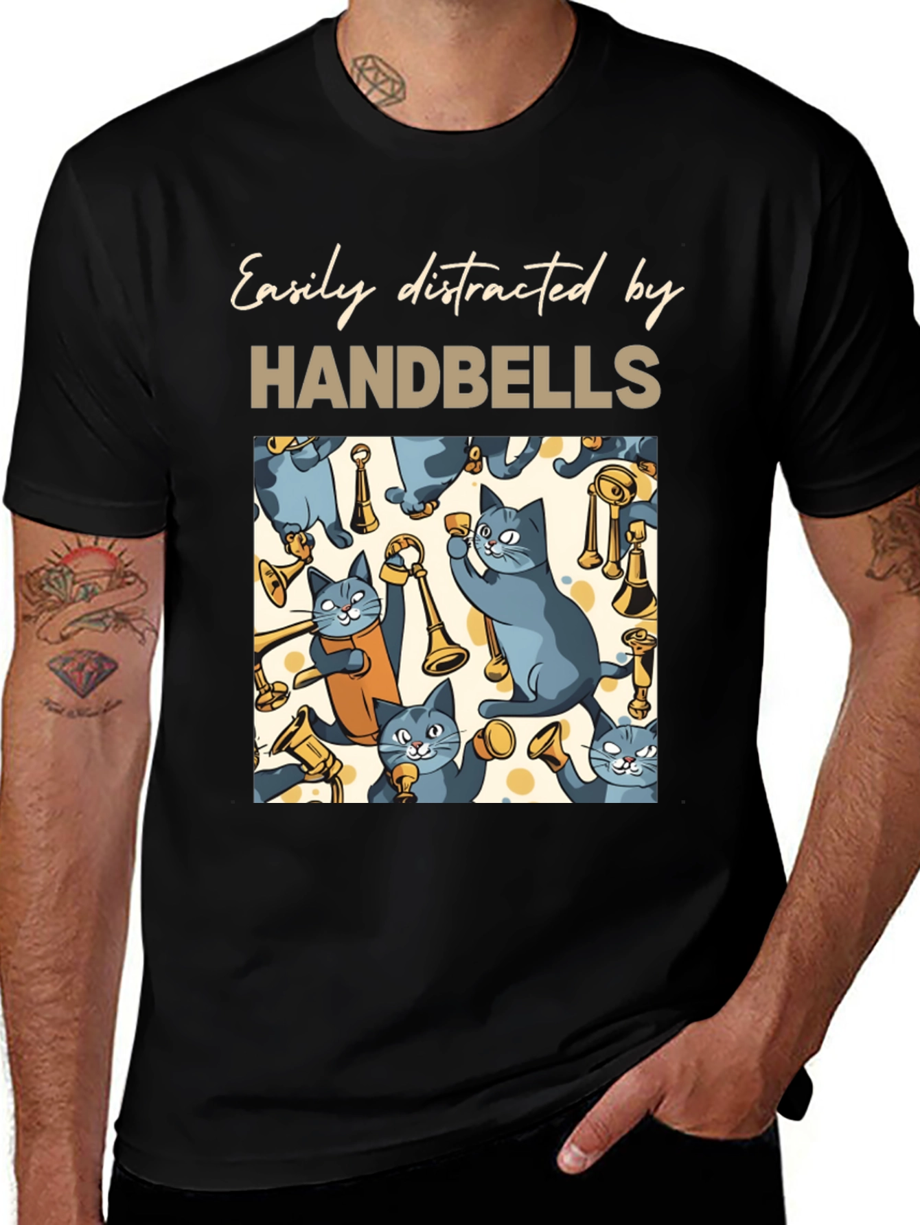 Cat Handbell Lover T-Shirt - Easily Distracted