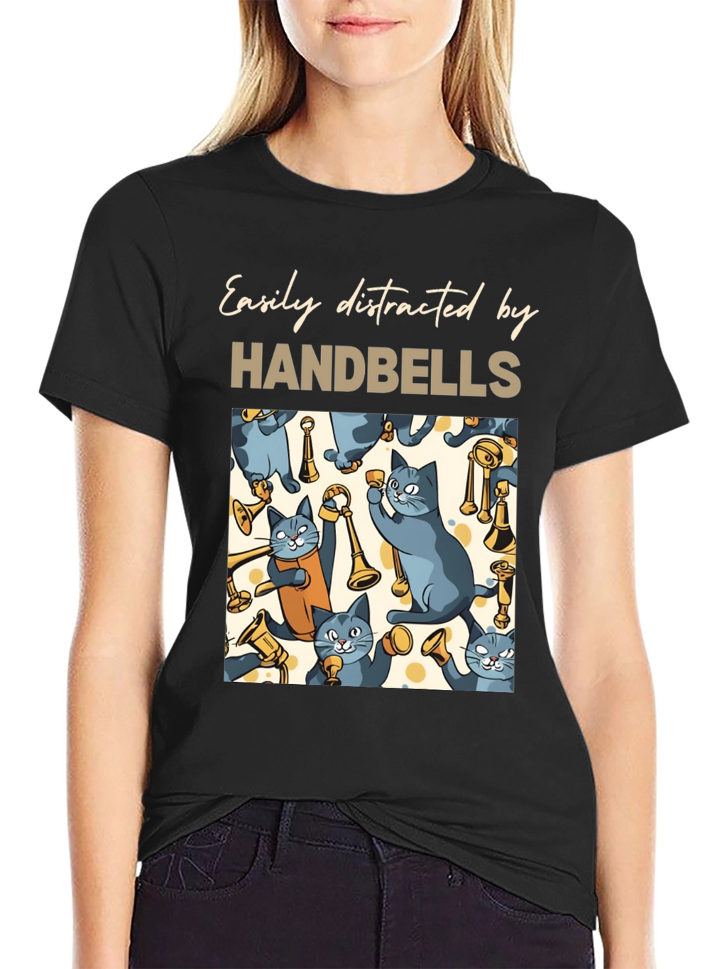 Cat Handbell Lover T-Shirt - Easily Distracted