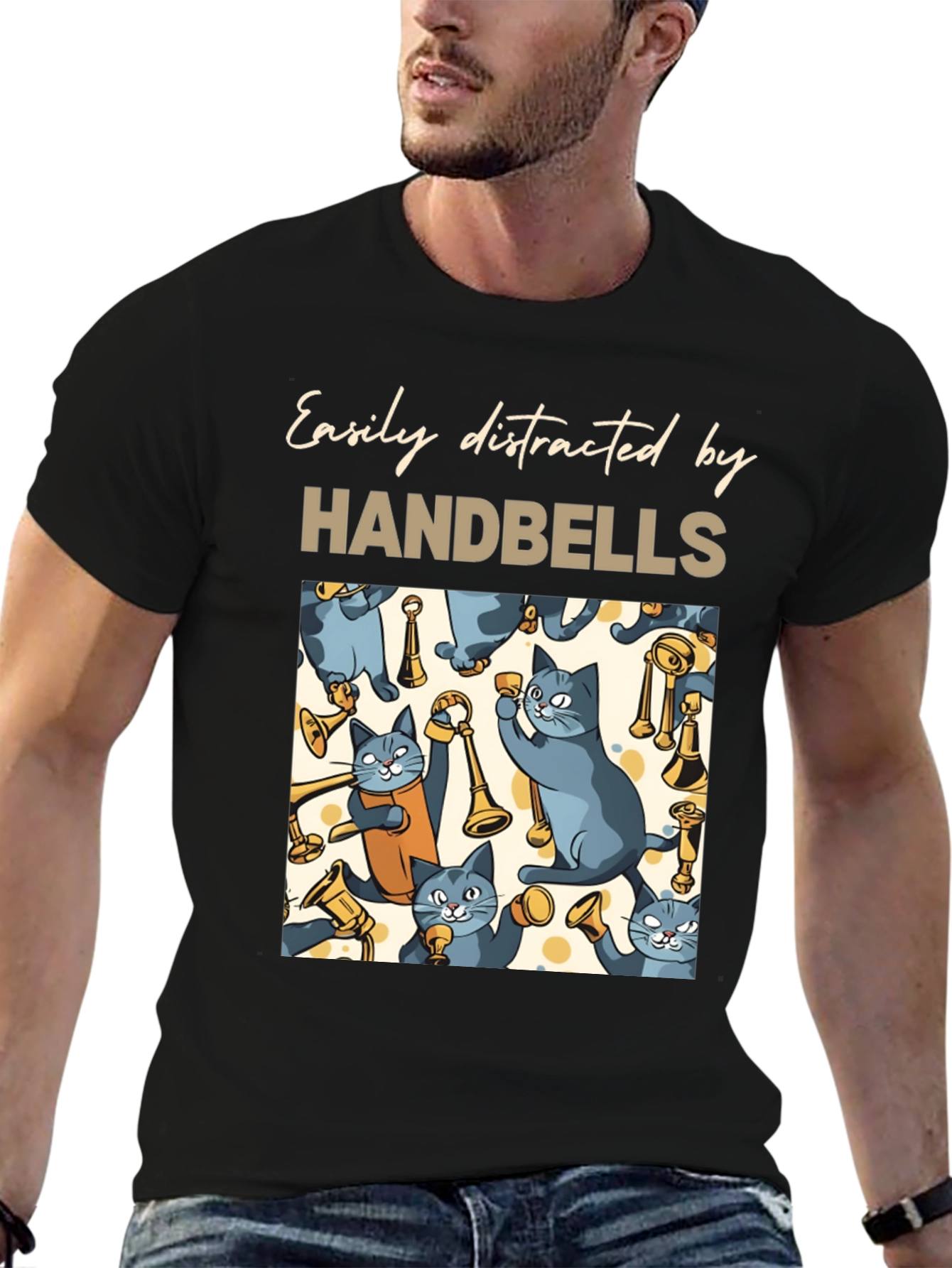 Cat Handbell Lover T-Shirt - Easily Distracted
