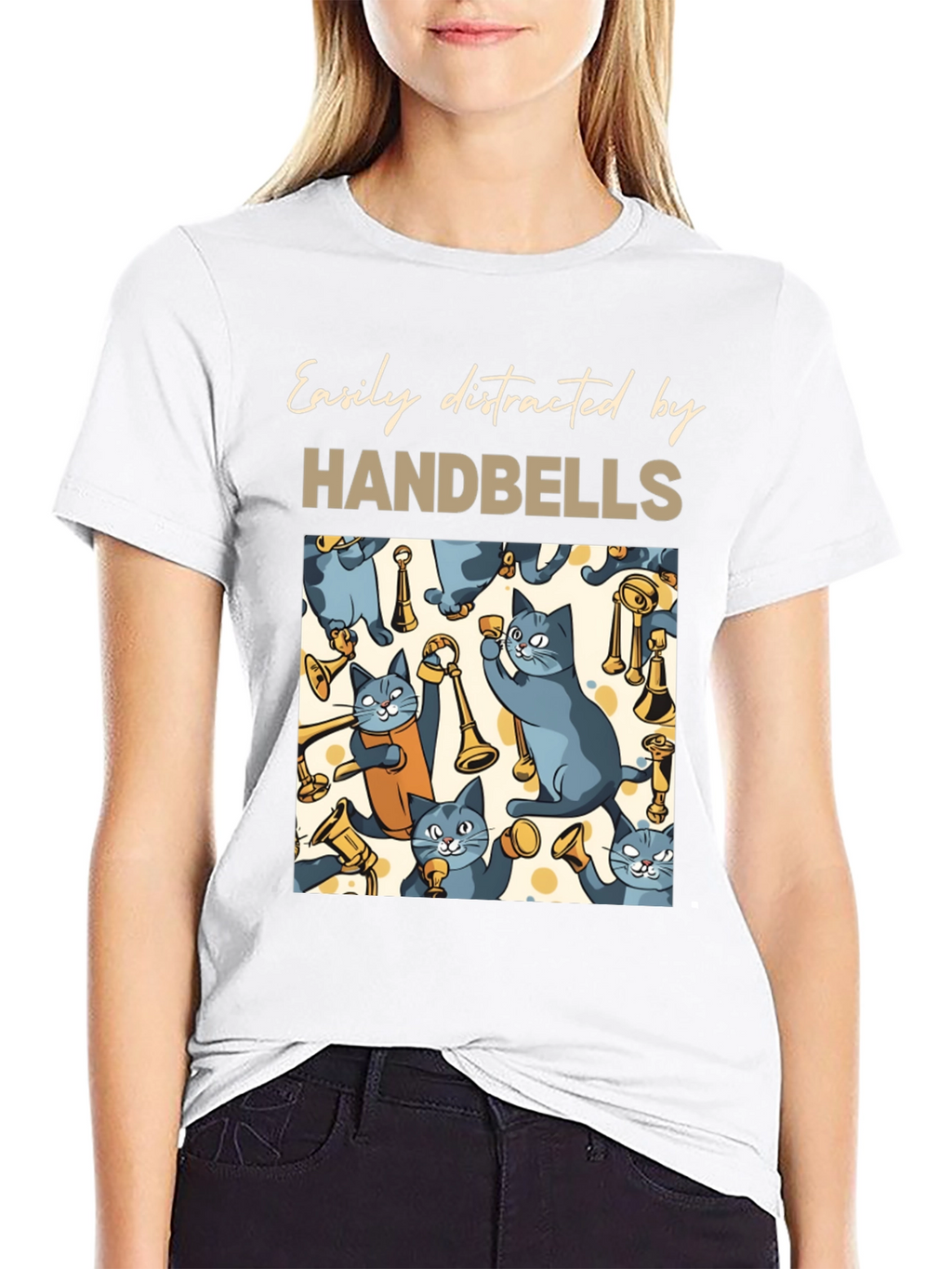 Cat Handbell Lover T-Shirt - Easily Distracted