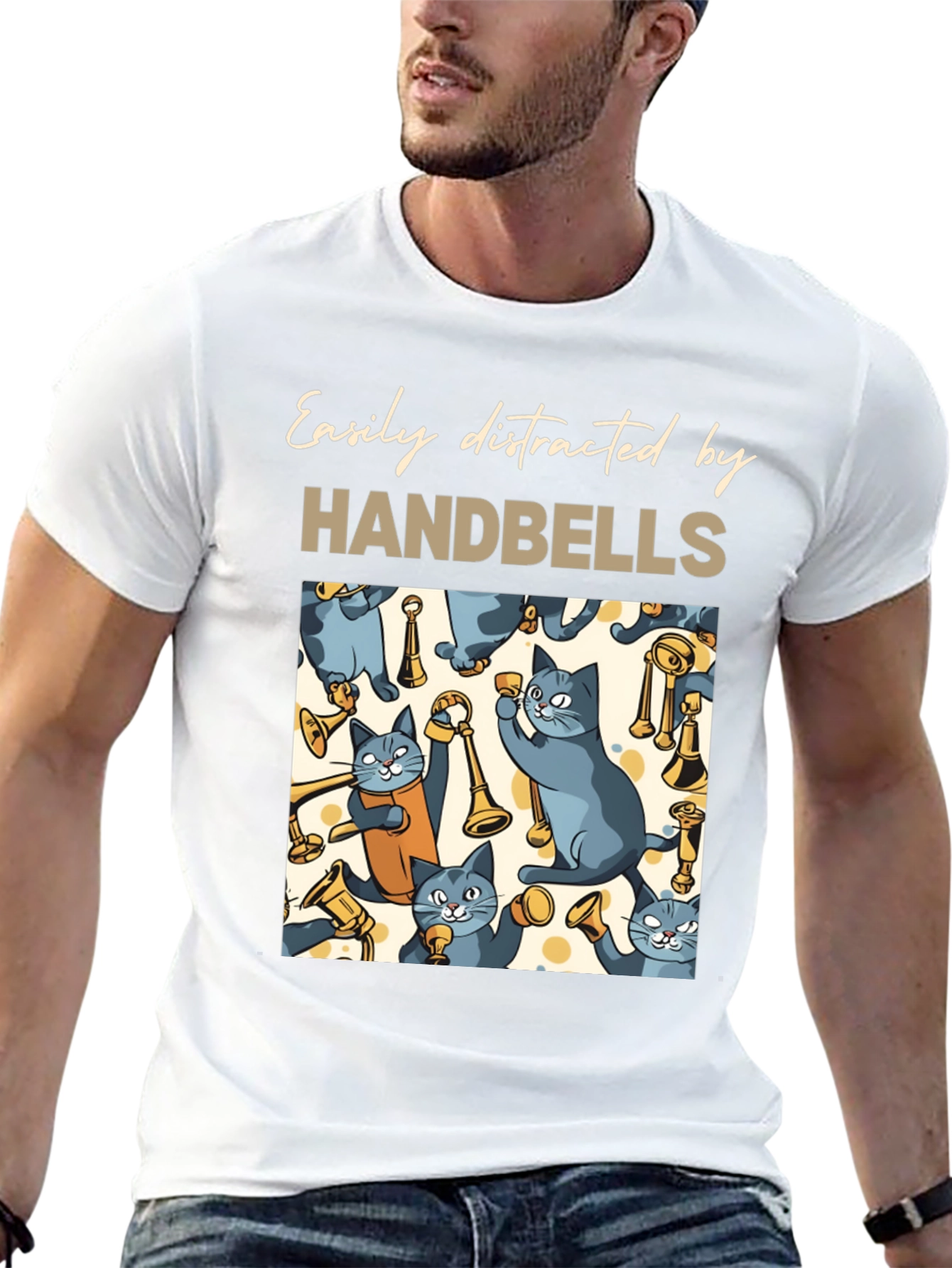 Cat Handbell Lover T-Shirt - Easily Distracted