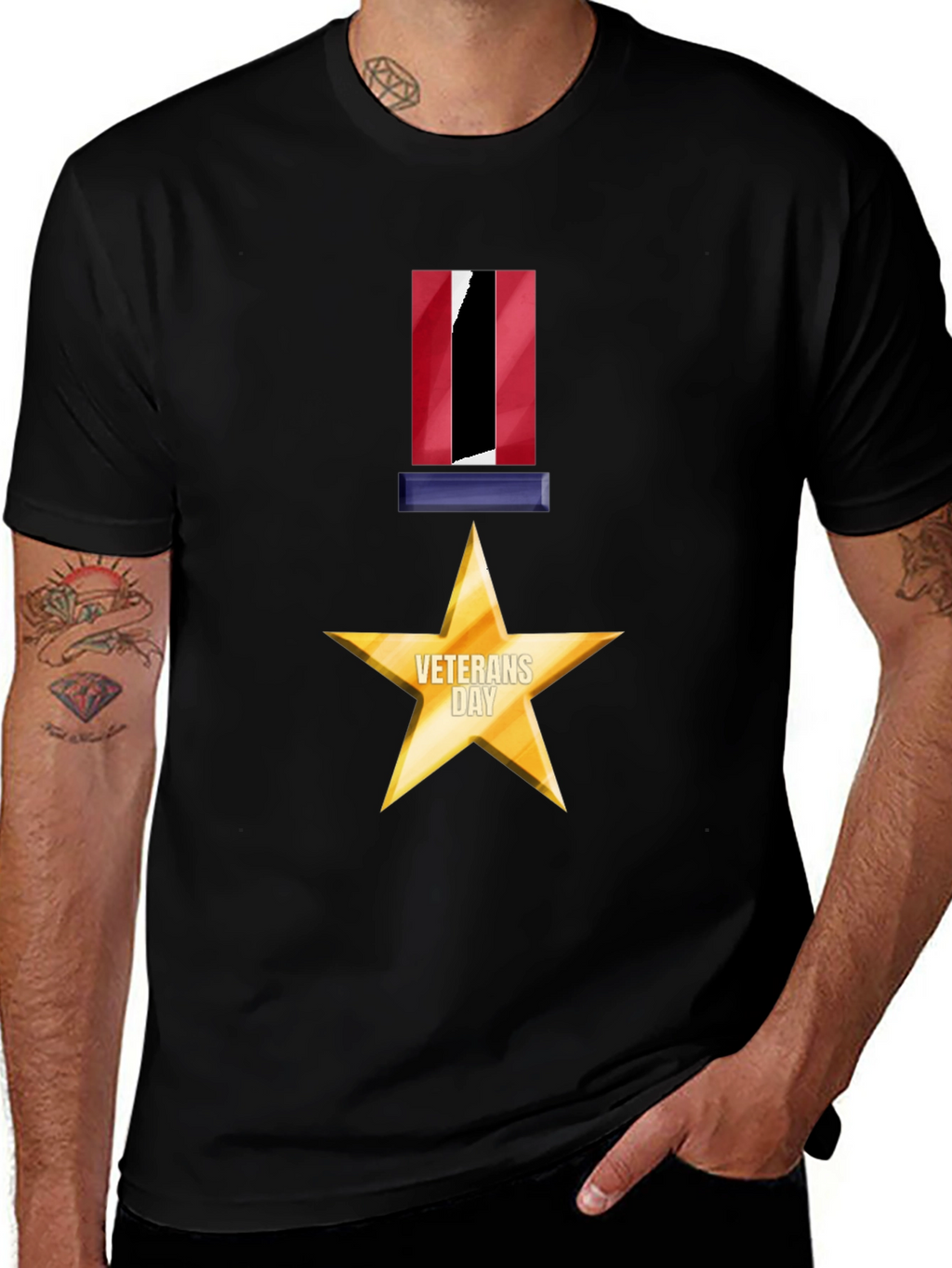 Veterans Day Star Medal Graphic Tee