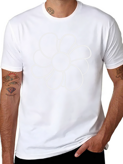 Black T-Shirt with Flower Design