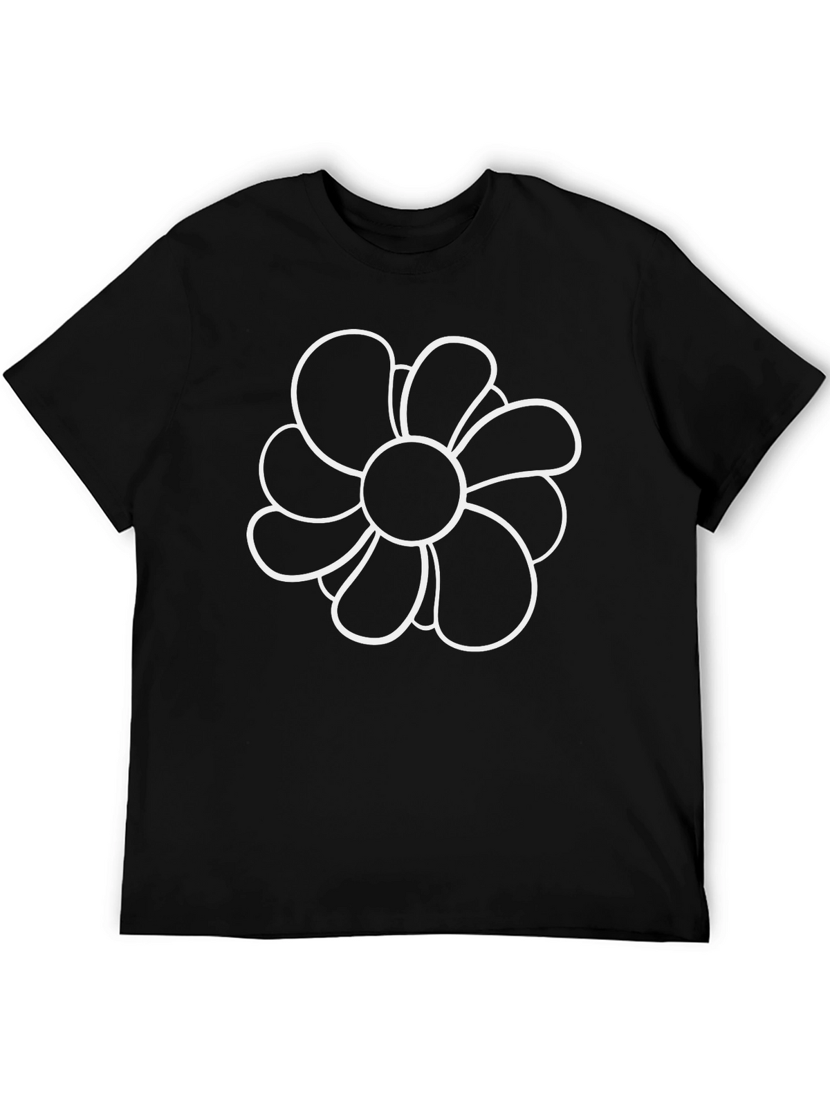 Black T-Shirt with Flower Design
