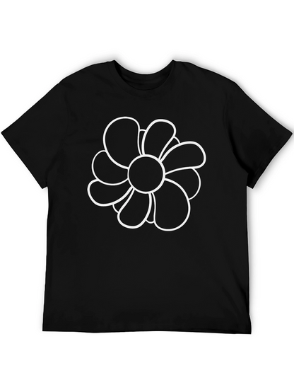 Black T-Shirt with Flower Design