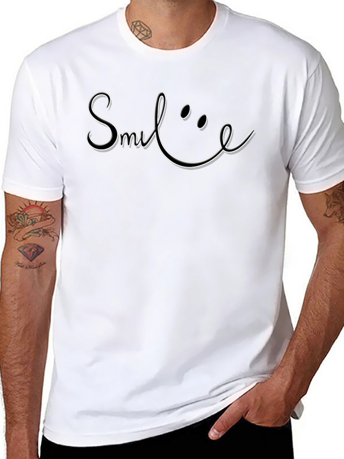 Smile Graphic Tee - Classic Black Cotton T-Shirt