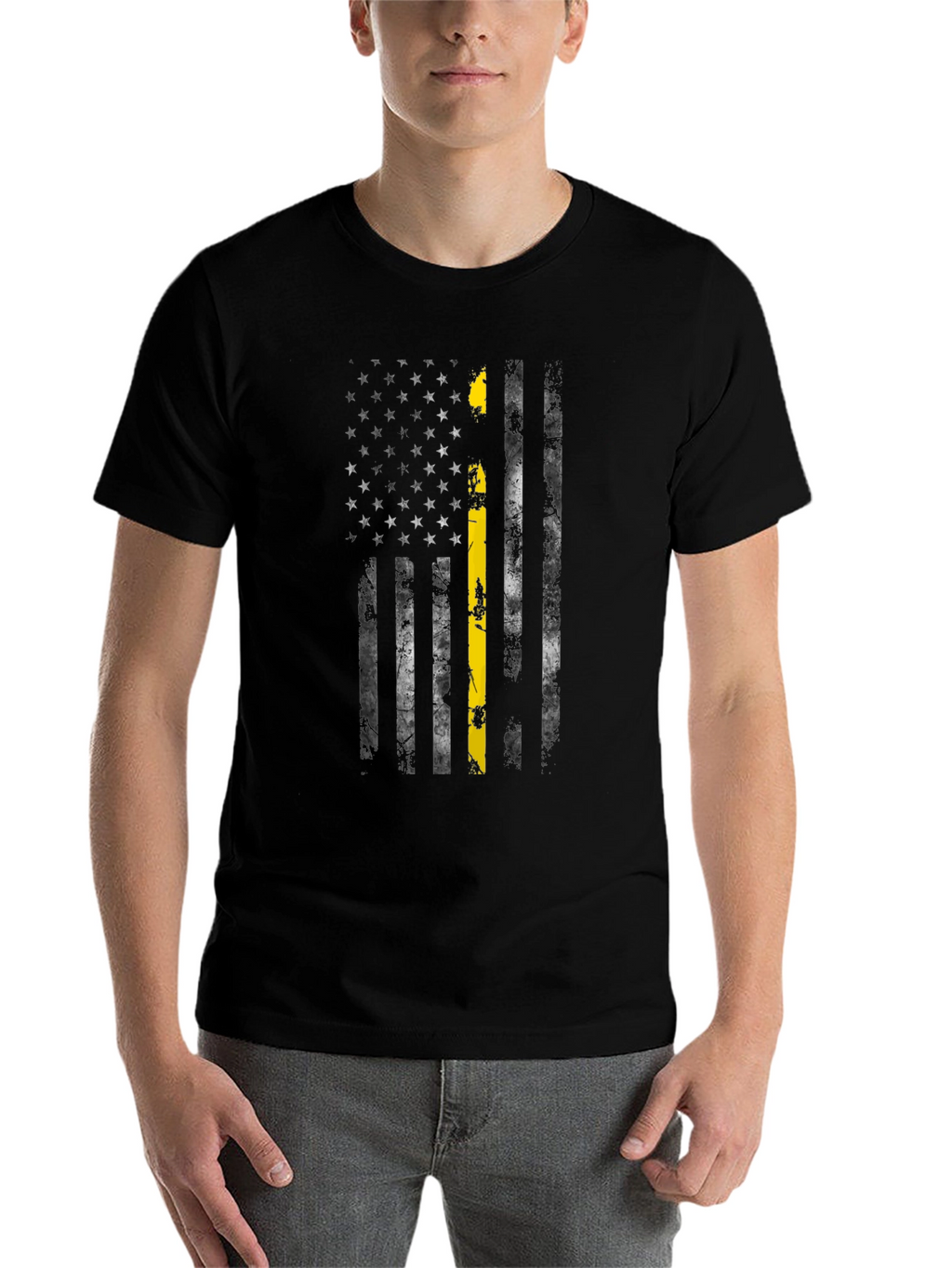 Thin Yellow Line US Flag Black T-Shirt