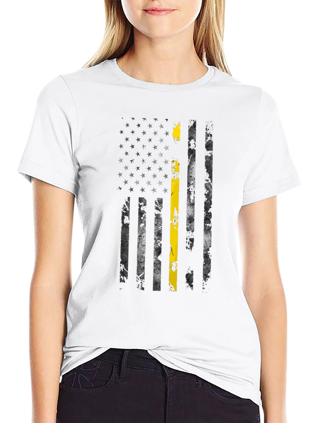Thin Yellow Line US Flag Black T-Shirt
