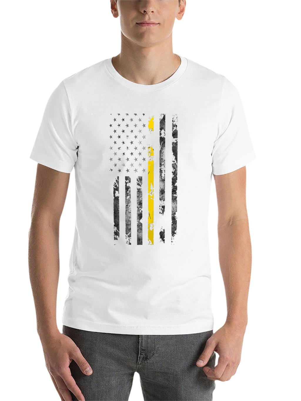 Thin Yellow Line US Flag Black T-Shirt