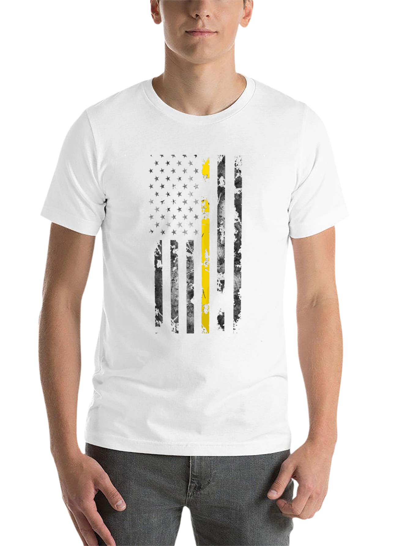 Thin Yellow Line US Flag Black T-Shirt