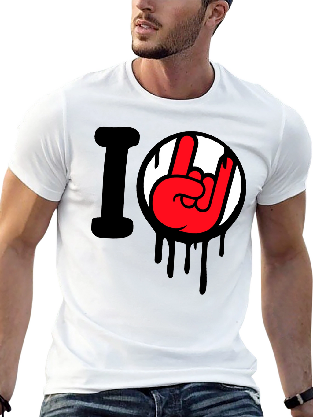 I Love Rock Hand Gesture Tee