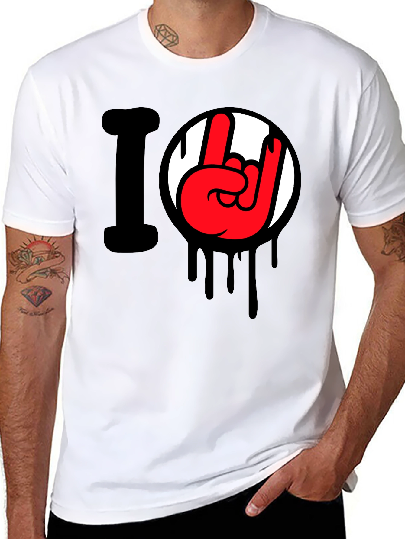 I Love Rock Hand Gesture Tee