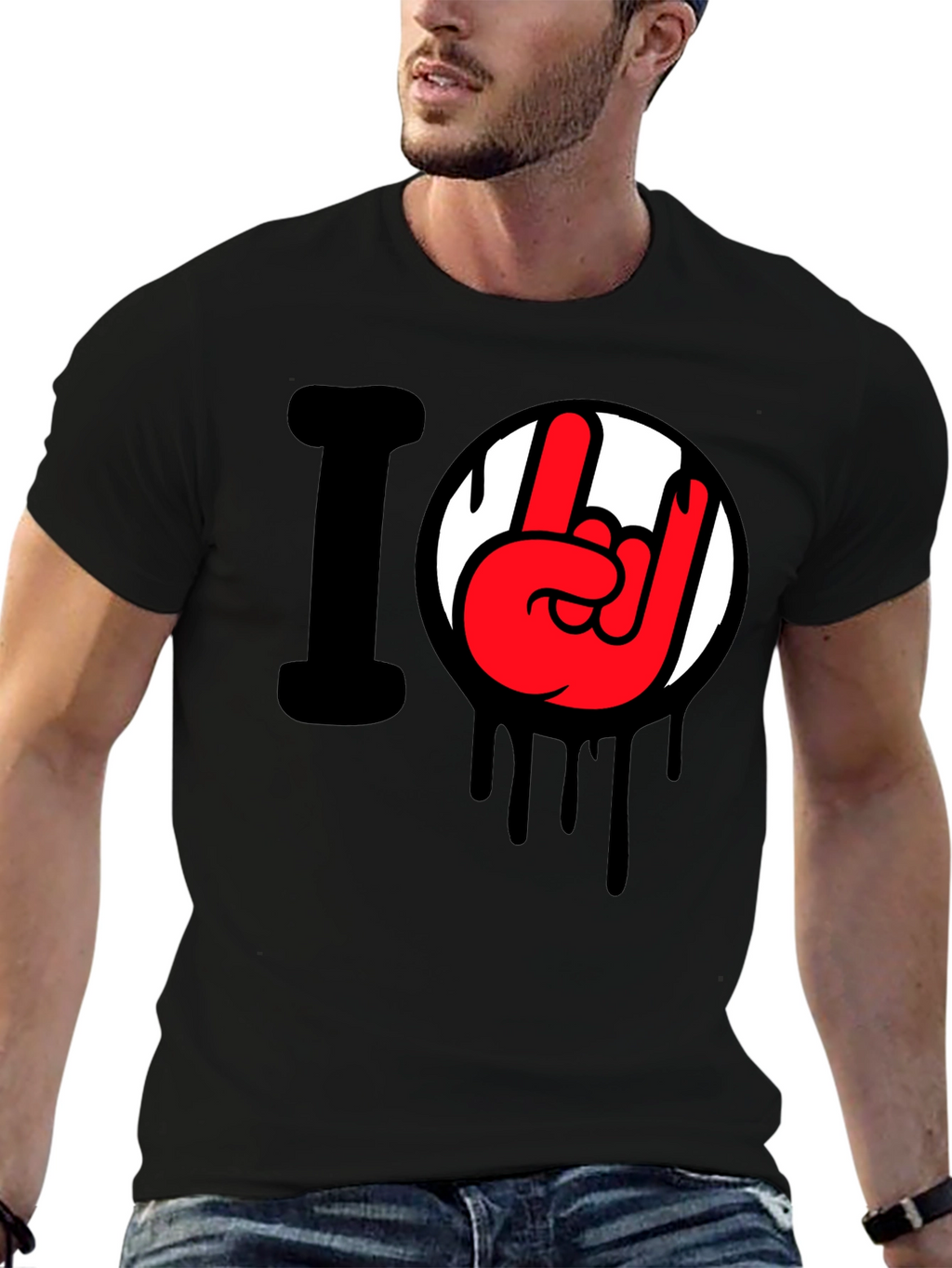 I Love Rock Hand Gesture Tee