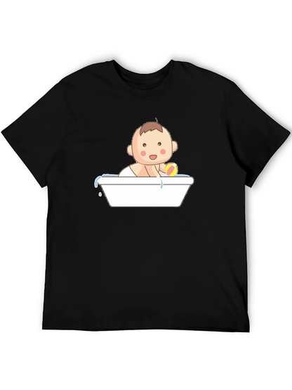 Baby in Tub Graphic Tee - Black Cotton T-Shirt