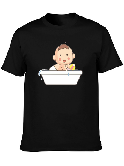 Baby in Tub Graphic Tee - Black Cotton T-Shirt