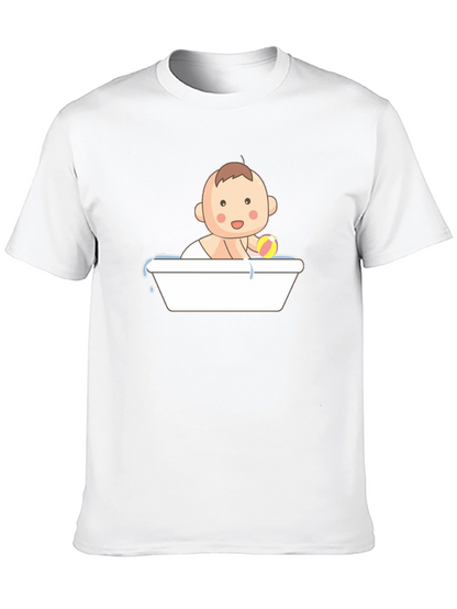 Baby in Tub Graphic Tee - Black Cotton T-Shirt