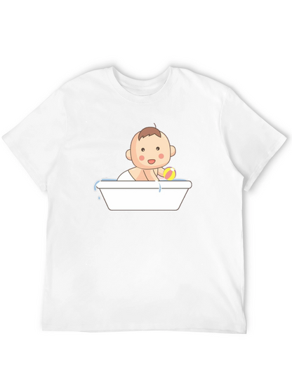 Baby in Tub Graphic Tee - Black Cotton T-Shirt