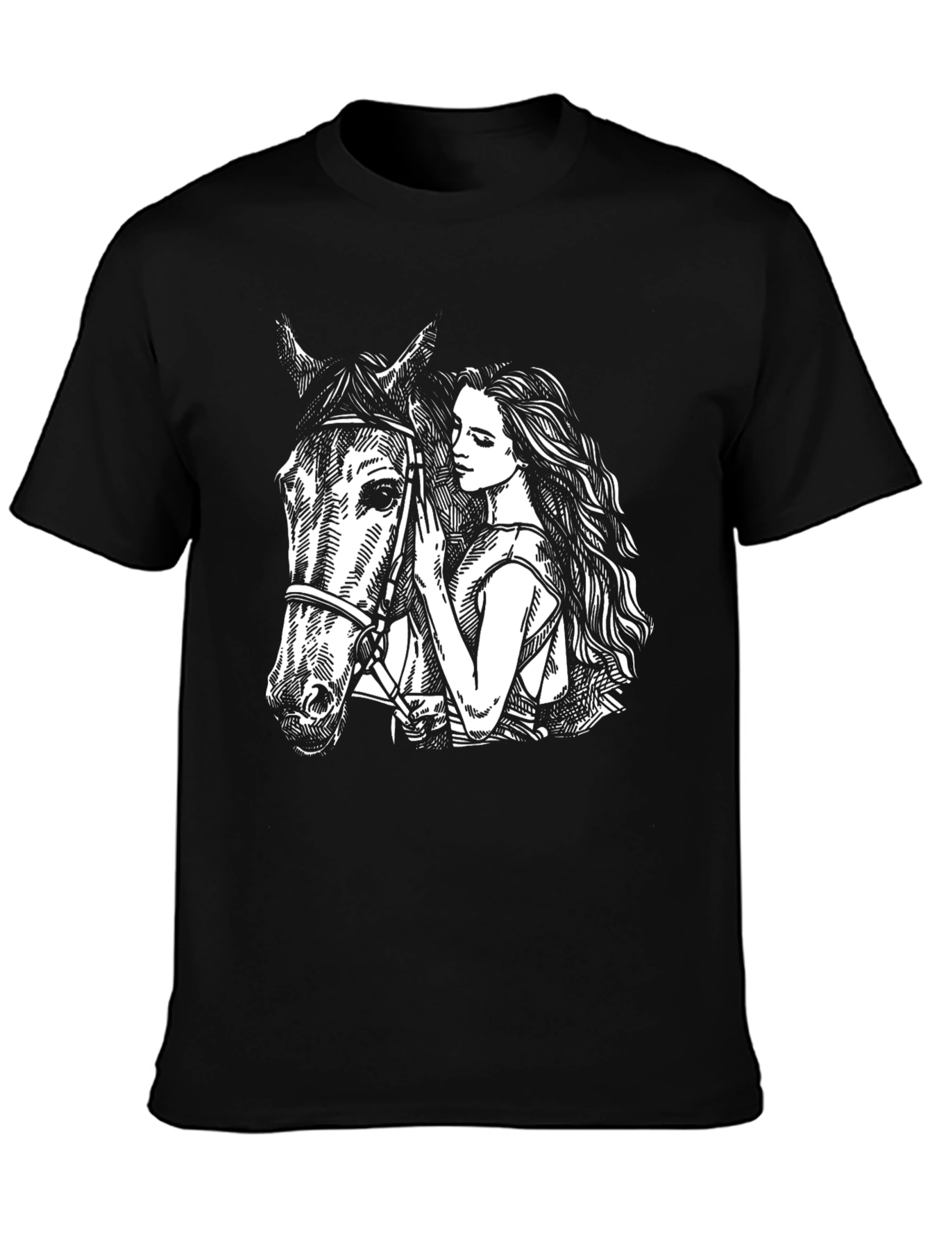 Horse & Woman Graphic Tee - Unisex Black T-Shirt