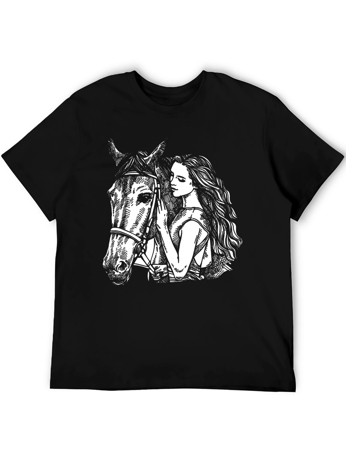 Horse & Woman Graphic Tee - Unisex Black T-Shirt