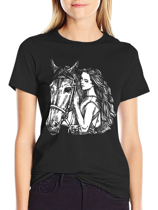 Horse & Woman Graphic Tee - Unisex Black T-Shirt