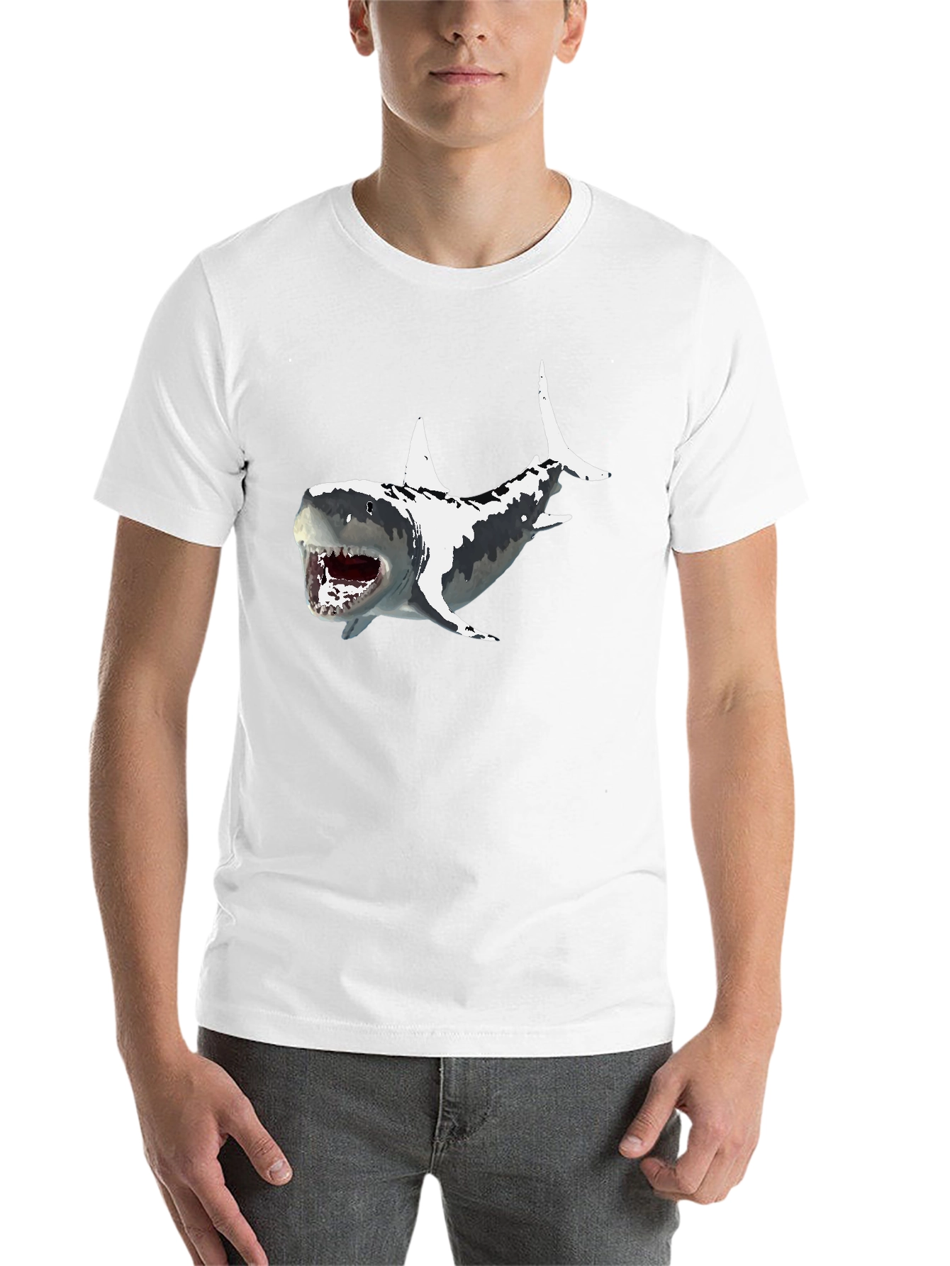 Shark Graphic Print Mens Black T-Shirt