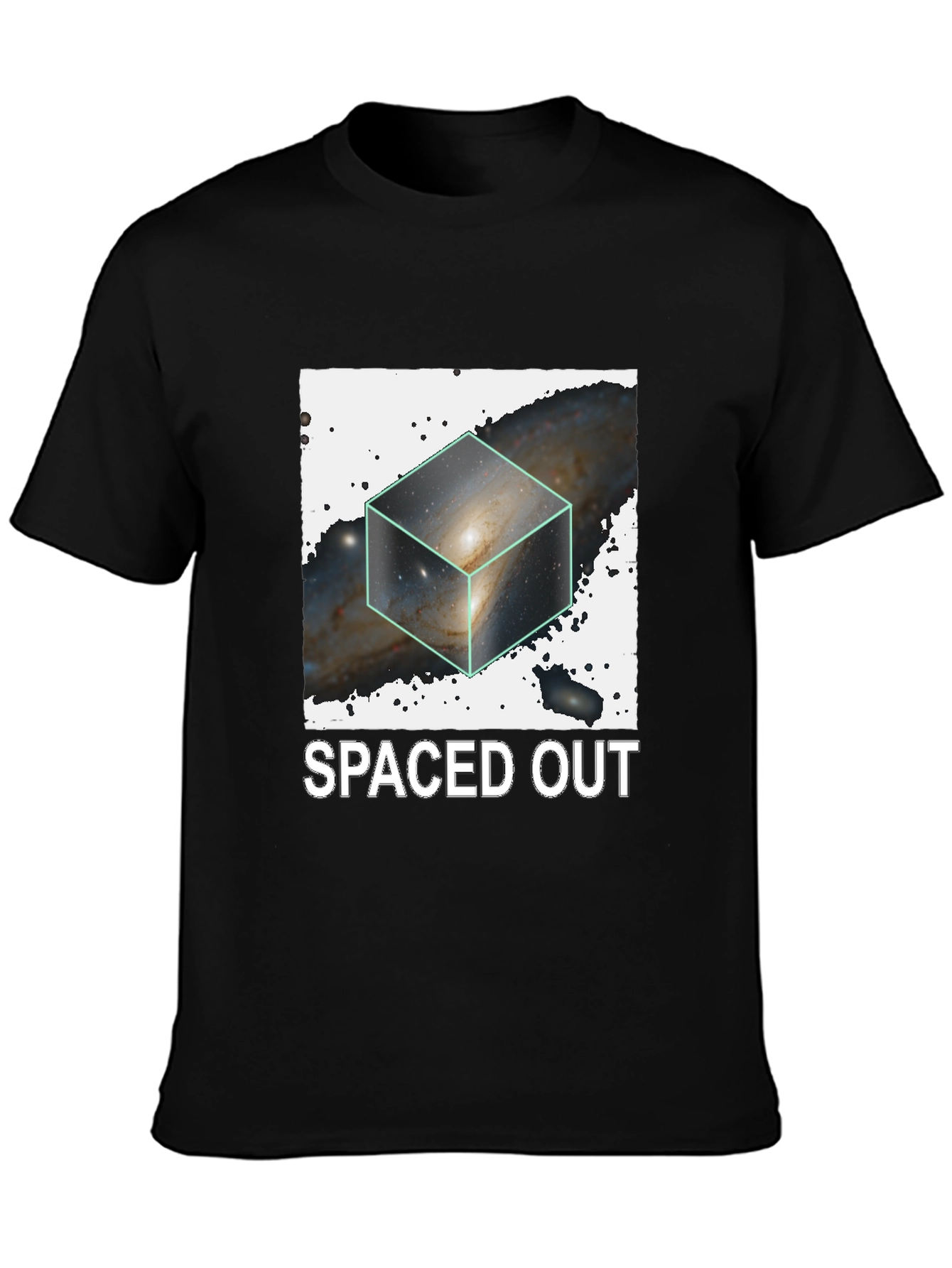 Spaced Out Galaxy Cube Black T-Shirt